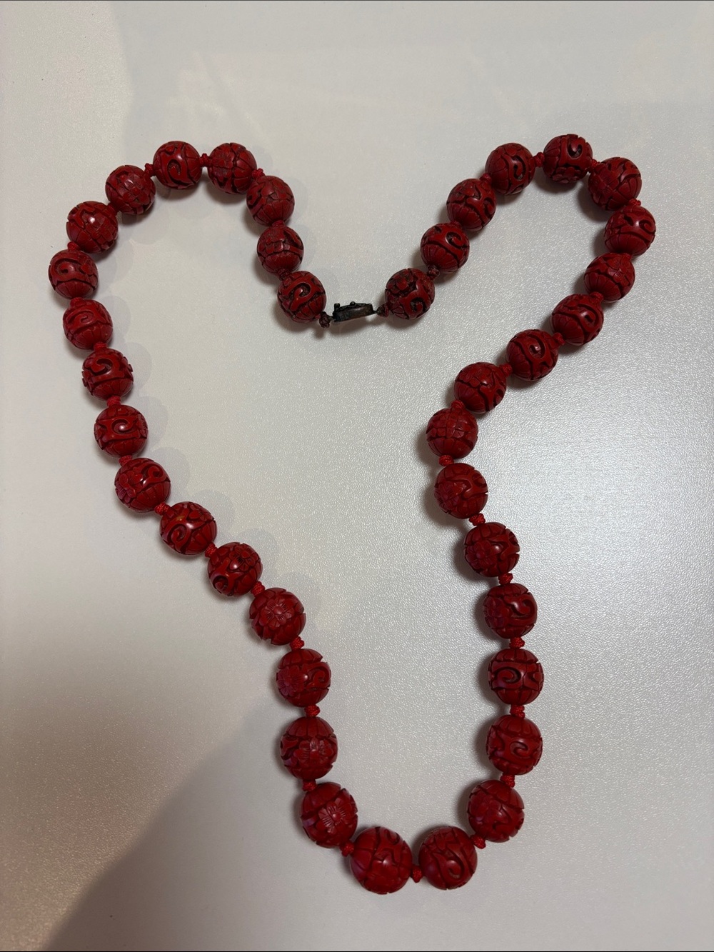 Antique Cinnabar Chinese necklace